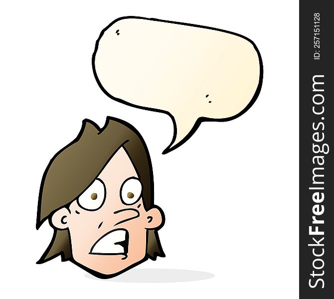 Cartoon Frightened Face With Speech Bubble