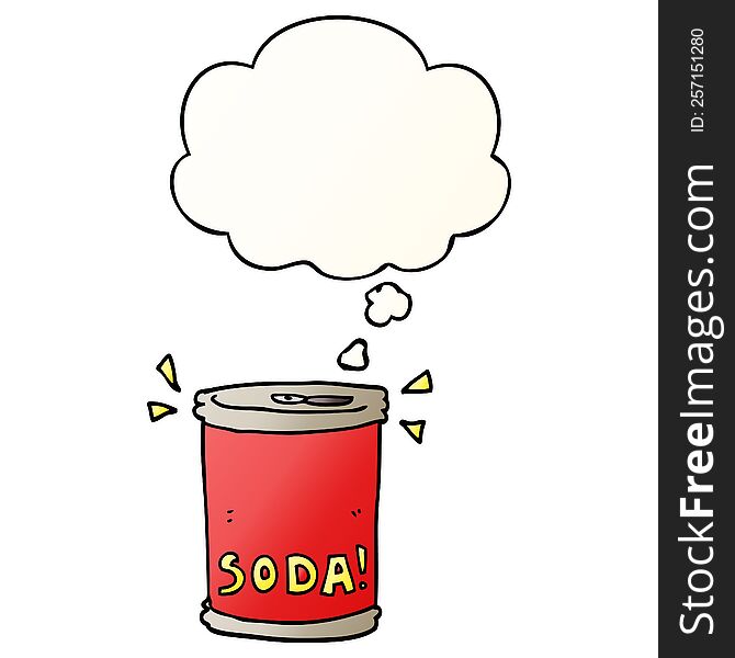 Cartoon Soda Can And Thought Bubble In Smooth Gradient Style