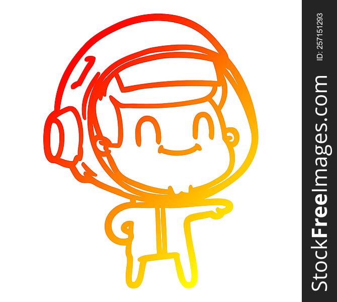 Warm Gradient Line Drawing Happy Cartoon Astronaut Man
