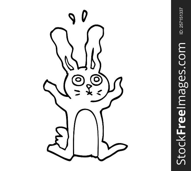 line drawing cartoon excited rabbit