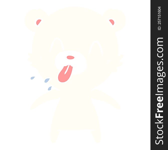 Rude Flat Color Style Cartoon Polar Bear Sticking Out Tongue