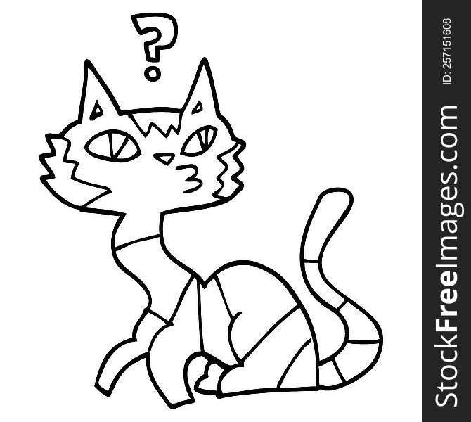 Line Drawing Cartoon Cat