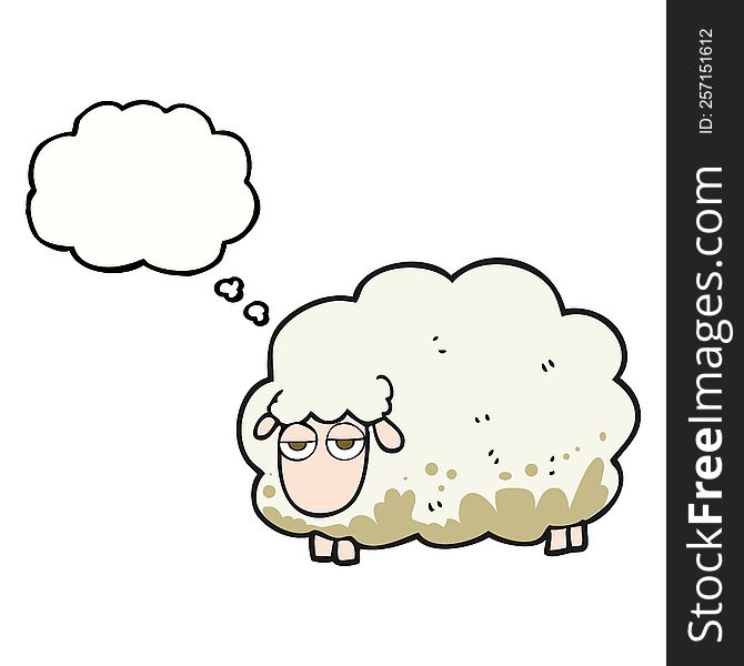 Thought Bubble Cartoon Muddy Winter Sheep