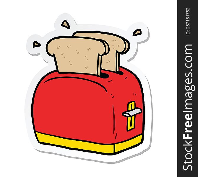 Sticker Of A Cartoon Toaster