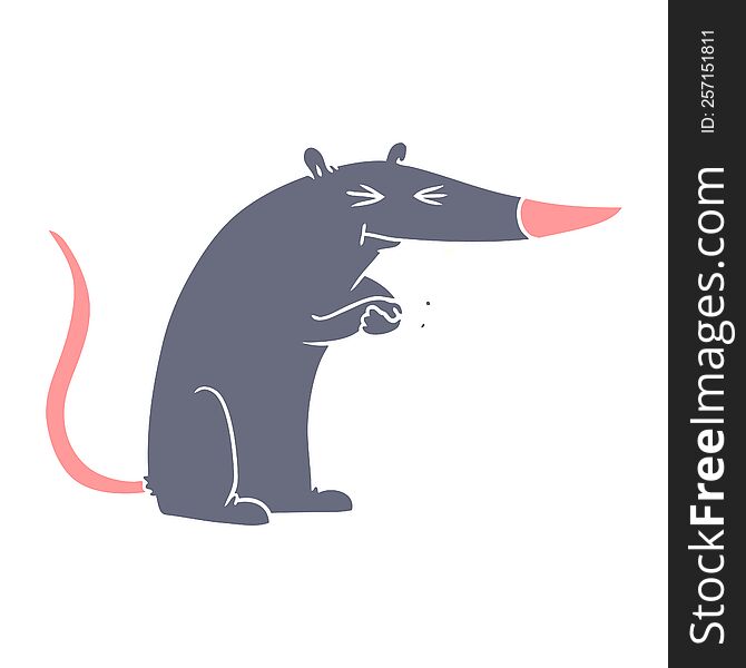 Flat Color Style Cartoon Sneaky Rat