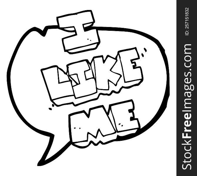 freehand drawn speech bubble cartoon i like me symbol