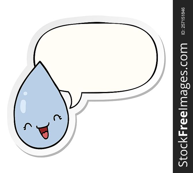 cartoon raindrop with speech bubble sticker. cartoon raindrop with speech bubble sticker