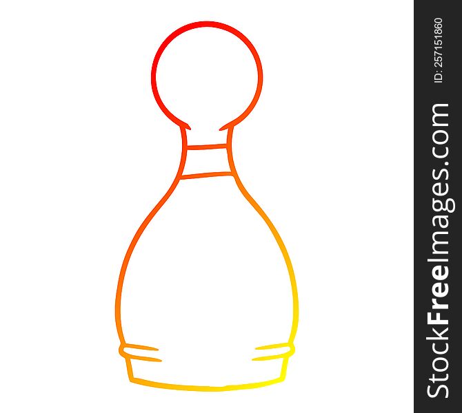 warm gradient line drawing of a cartoon bowling pin