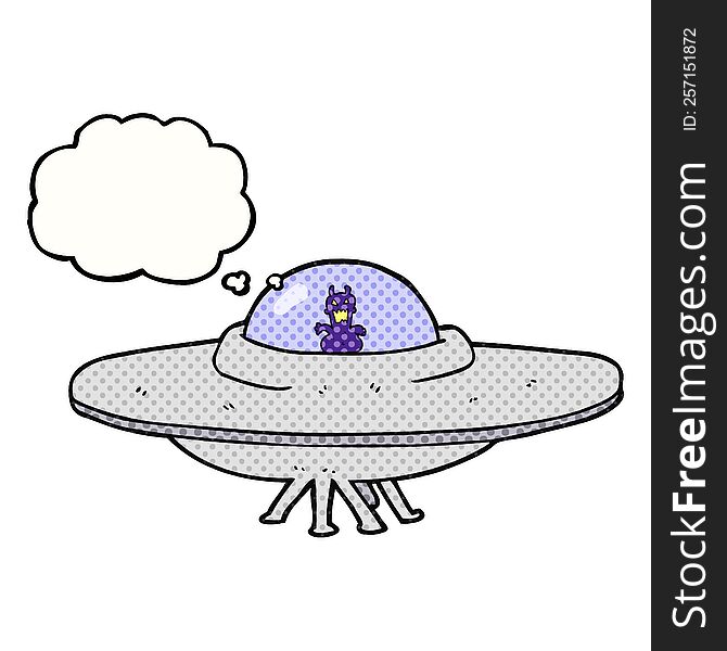 freehand drawn thought bubble cartoon UFO