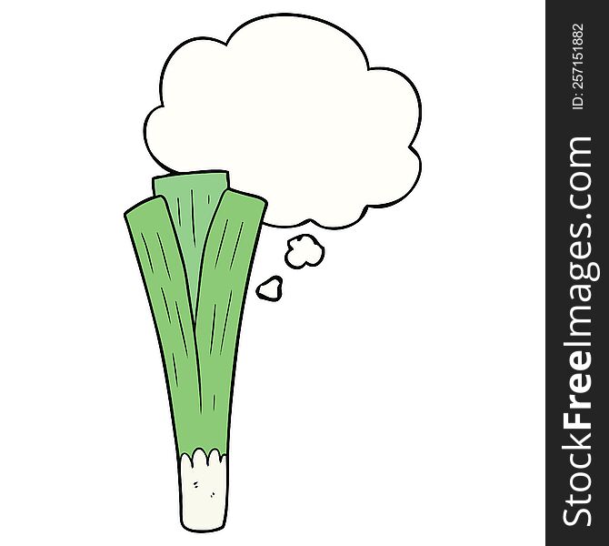 Cartoon Leek And Thought Bubble