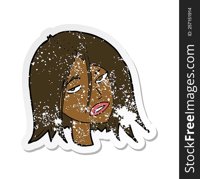 Retro Distressed Sticker Of A Cartoon Annoyed Woman