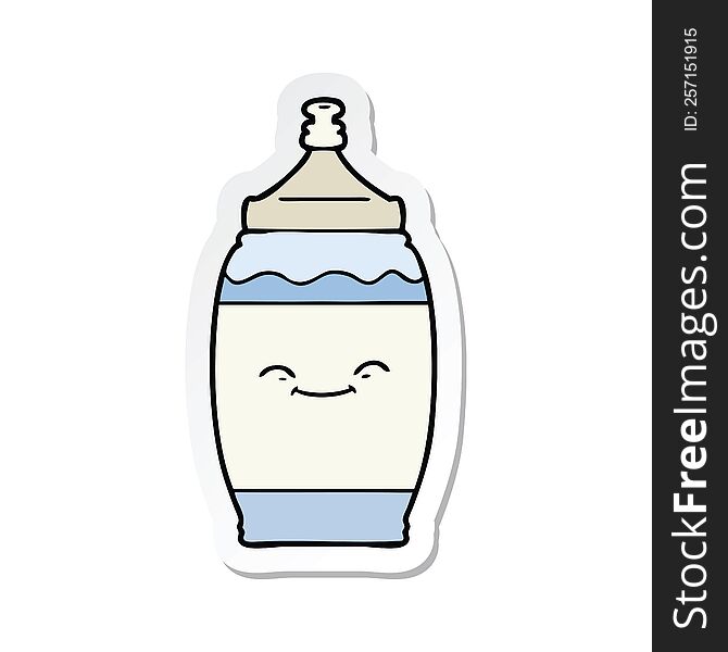 sticker of a cartoon happy water bottle