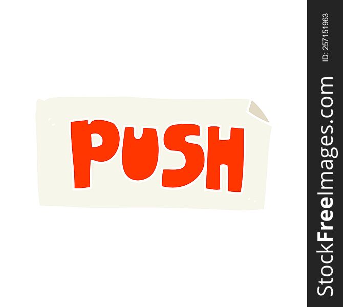flat color illustration of a cartoon push door sign