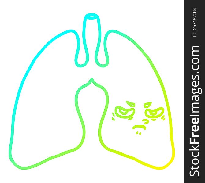 Cold Gradient Line Drawing Cartoon Lungs
