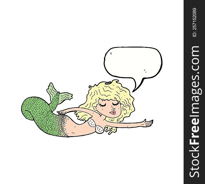 Cartoon Mermaid With Speech Bubble