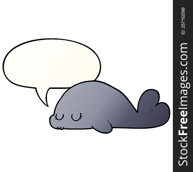 Cute Cartoon Seal And Speech Bubble In Smooth Gradient Style