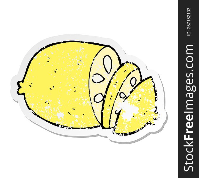 distressed sticker of a cartoon sliced lemon