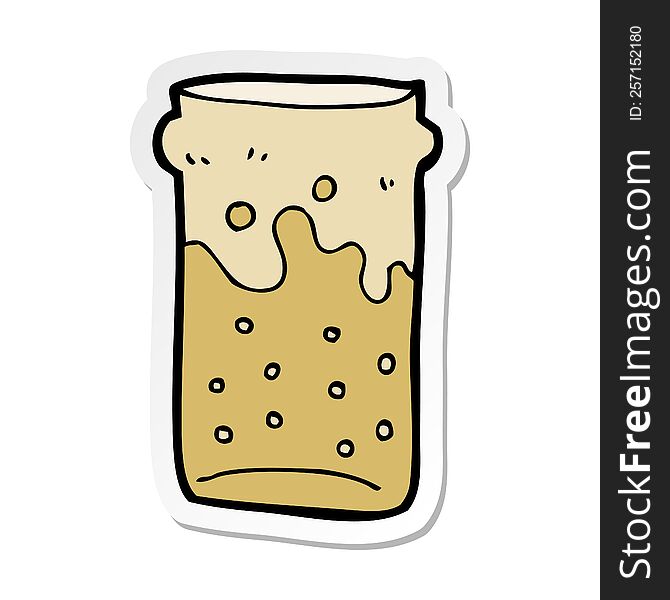 sticker of a cartoon pint of beer