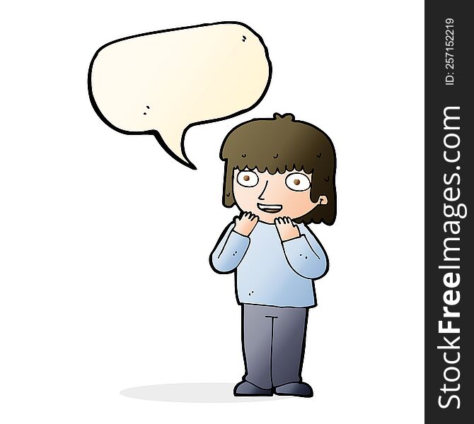 cartoon excited person with speech bubble