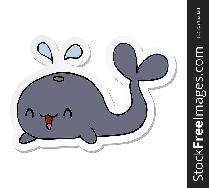 Sticker Of A Cartoon Happy Whale
