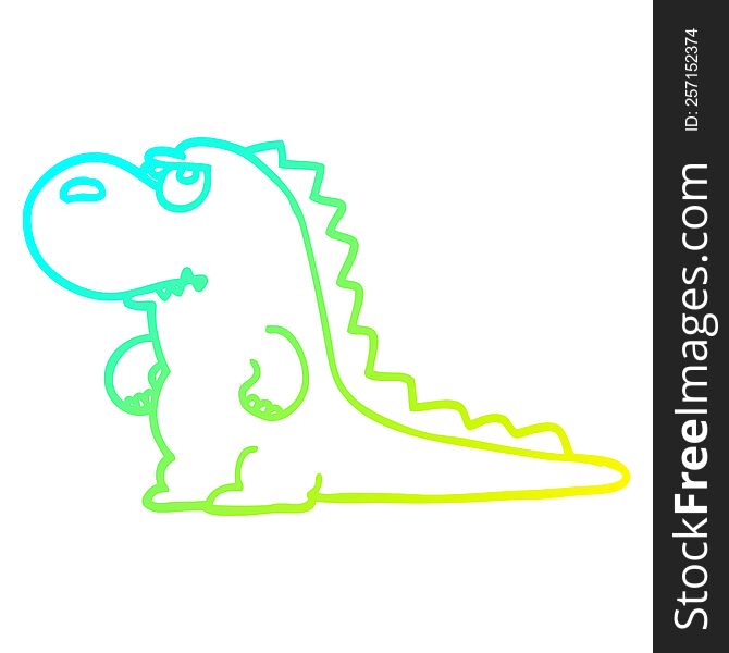 Cold Gradient Line Drawing Cartoon Annoyed Dinosaur