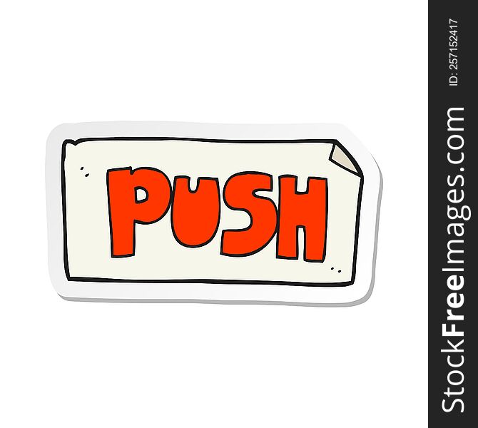 sticker of a cartoon push door sign