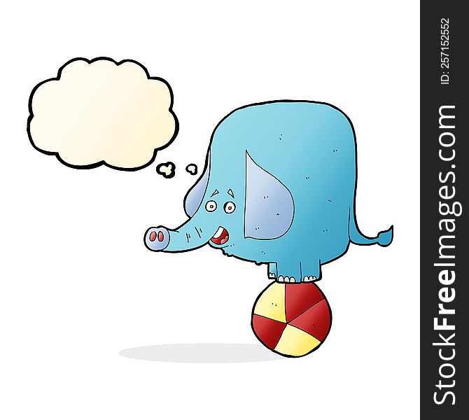 cartoon circus elephant with thought bubble