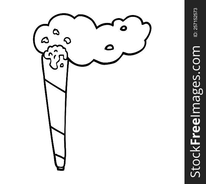 Line Drawing Cartoon Marijuana Joint