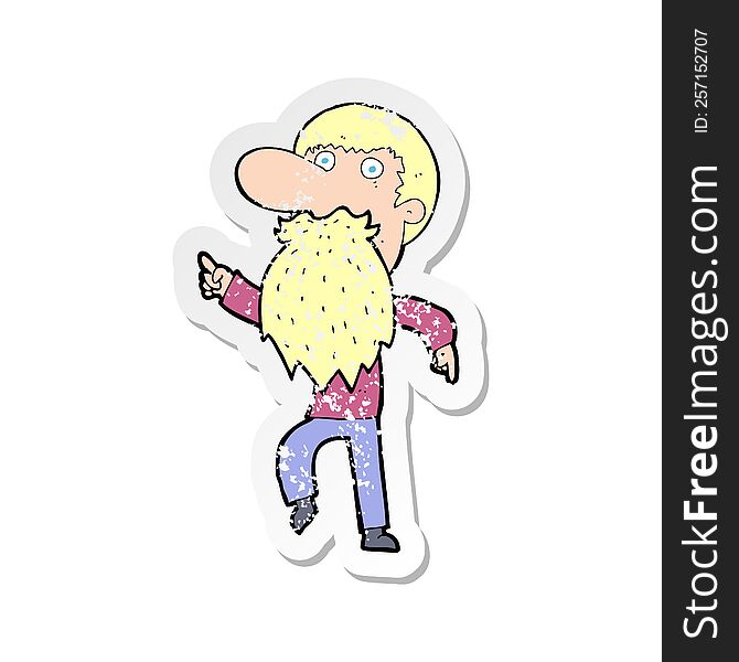 retro distressed sticker of a cartoon man wearing fake beard