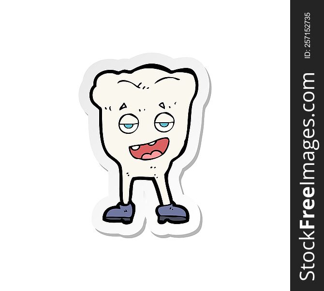 Sticker Of A Cartoon Tooth Looking Smug