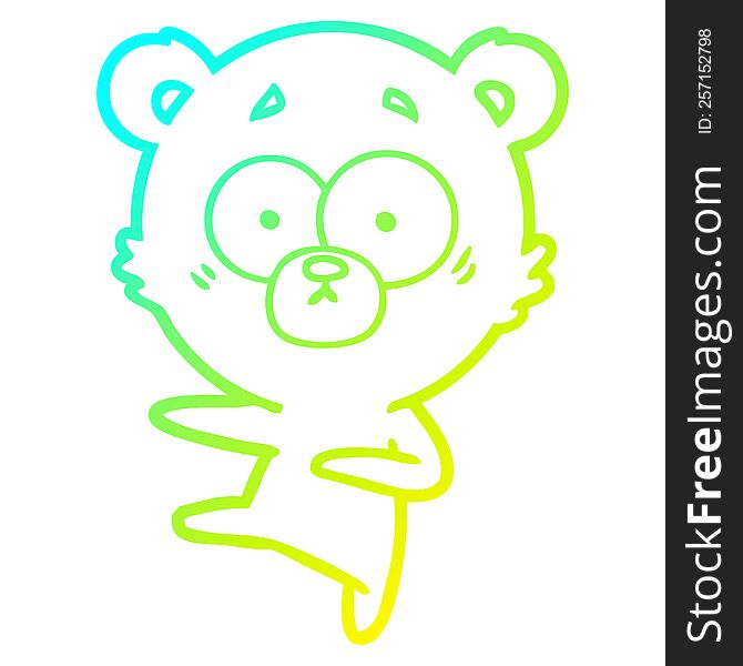 cold gradient line drawing of a nervous dancing bear cartoon