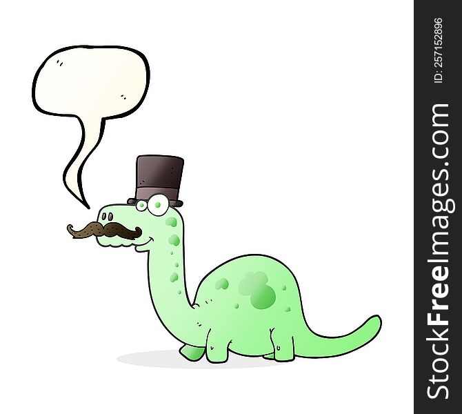freehand drawn speech bubble cartoon posh dinosaur