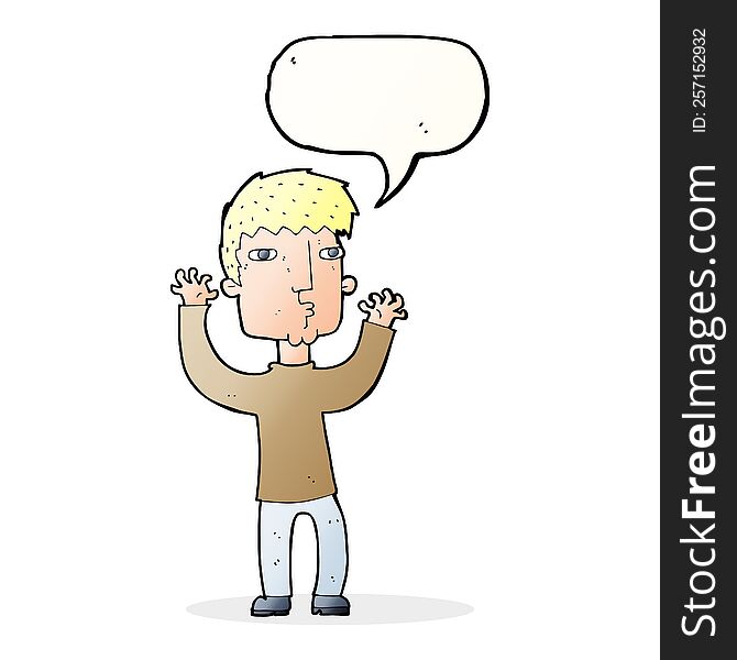 Cartoon Anxious Man With Speech Bubble