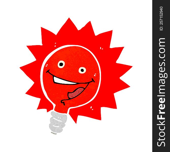 happy flashing red light bulb cartoon