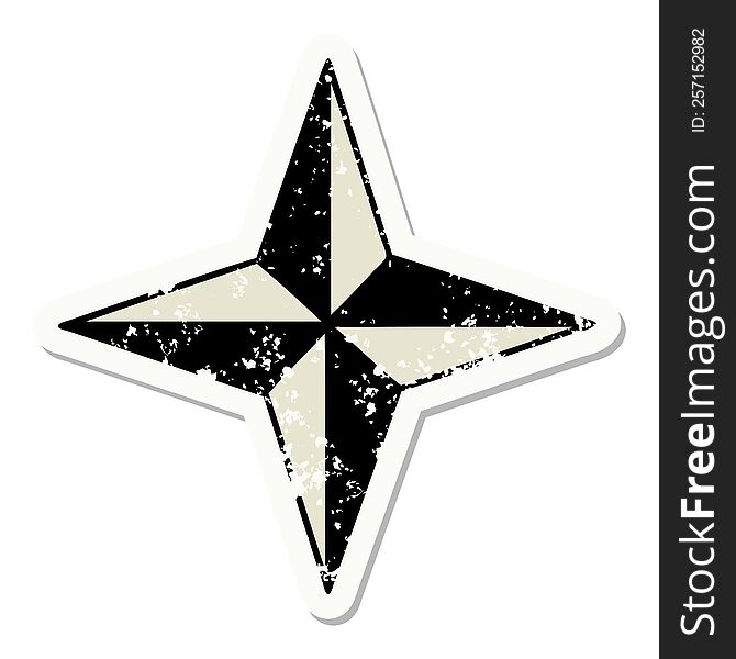 Traditional Distressed Sticker Tattoo Of A Star Symbol