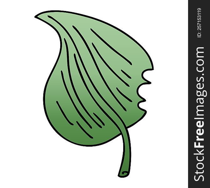 Quirky Gradient Shaded Cartoon Munched Leaf