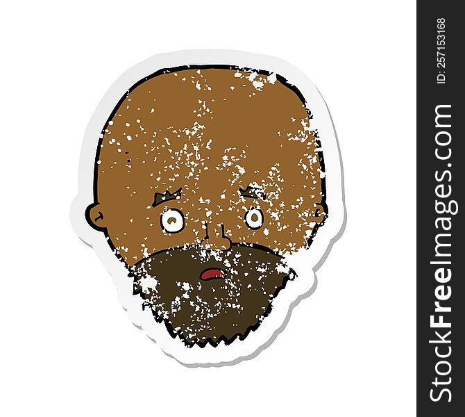 Retro Distressed Sticker Of A Cartoon Shocked Man With Beard