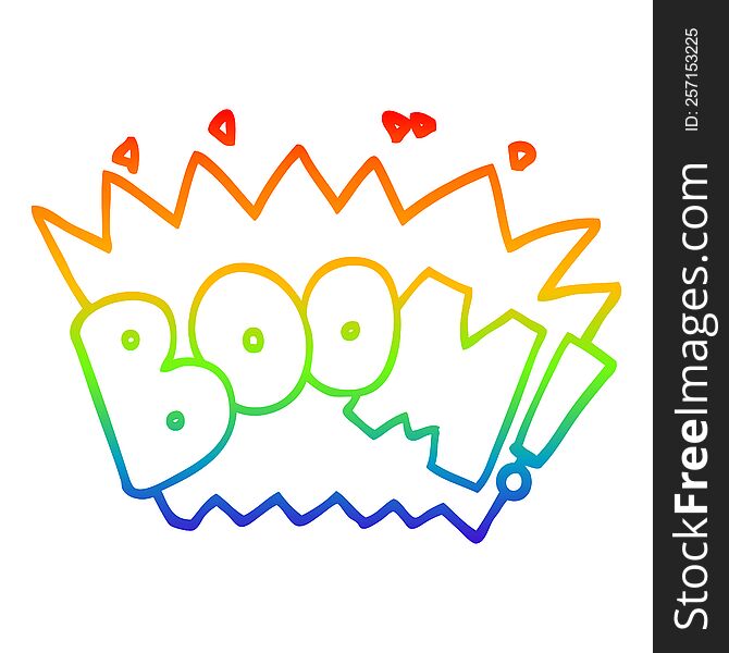 rainbow gradient line drawing of a cartoon word boom