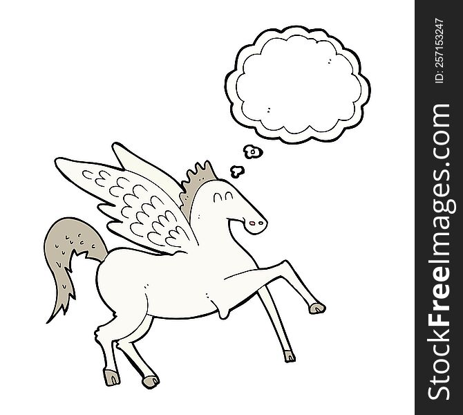 Cartoon Pegasus With Thought Bubble