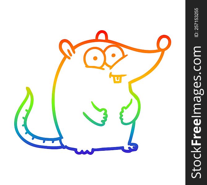 rainbow gradient line drawing of a cartoon happy white lab mouse