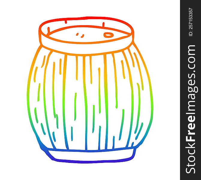 rainbow gradient line drawing of a cartoon barrel