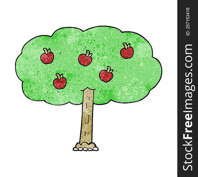 Textured Cartoon Apple Tree