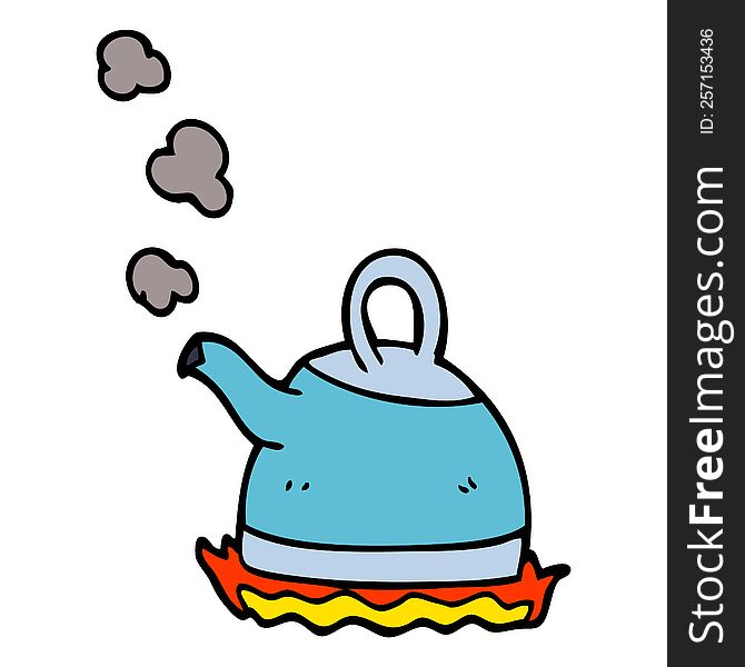 cartoon doodle kettle on stove