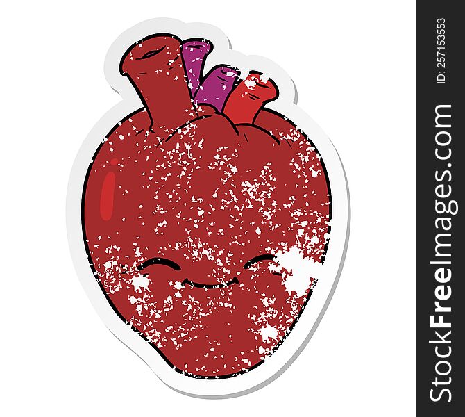 distressed sticker of a cartoon happy heart