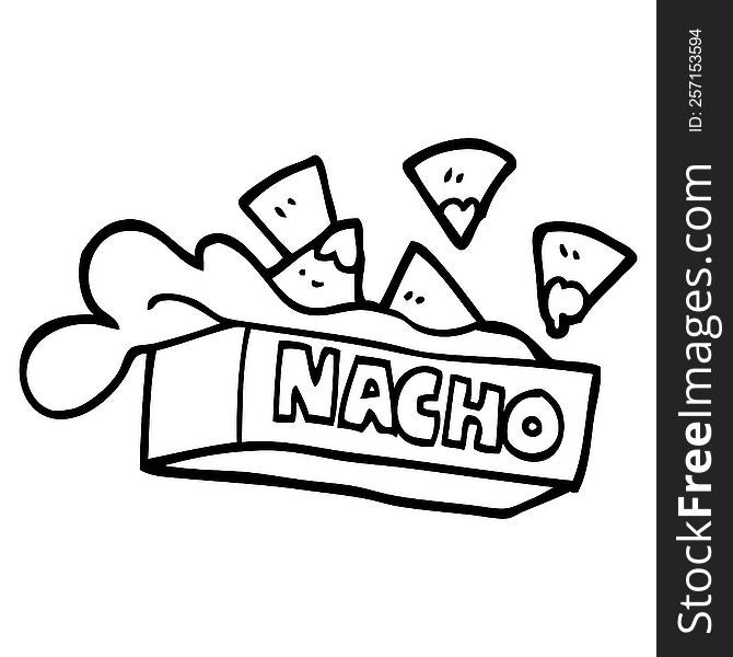 black and white cartoon nacho box