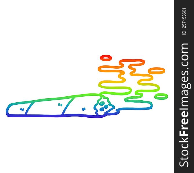 rainbow gradient line drawing of a cartoon of a joint. rainbow gradient line drawing of a cartoon of a joint