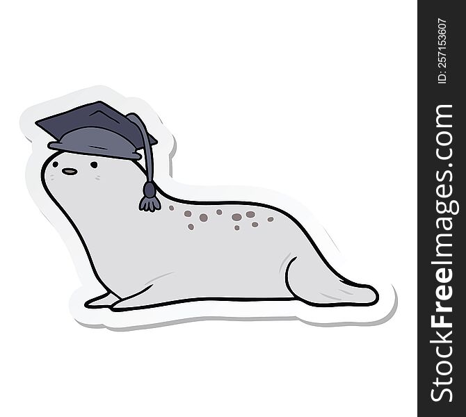 sticker of a cartoon graduate seal
