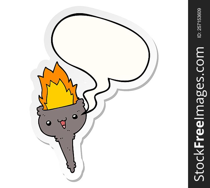 Cartoon Flaming Chalice And Speech Bubble Sticker