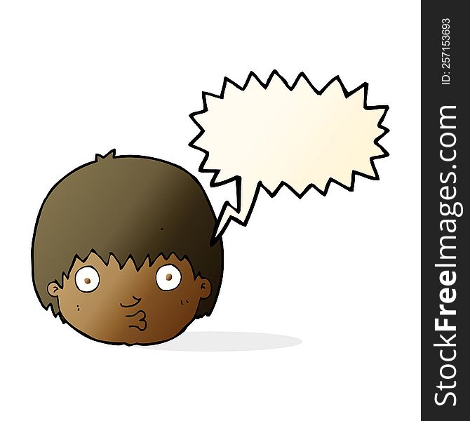 Cartoon Curious Boy With Speech Bubble