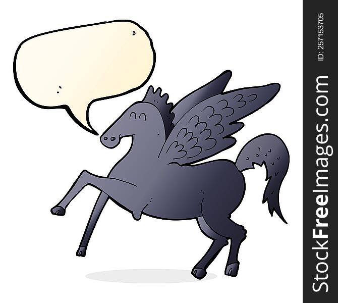 Cartoon Magic Flying Horse With Speech Bubble